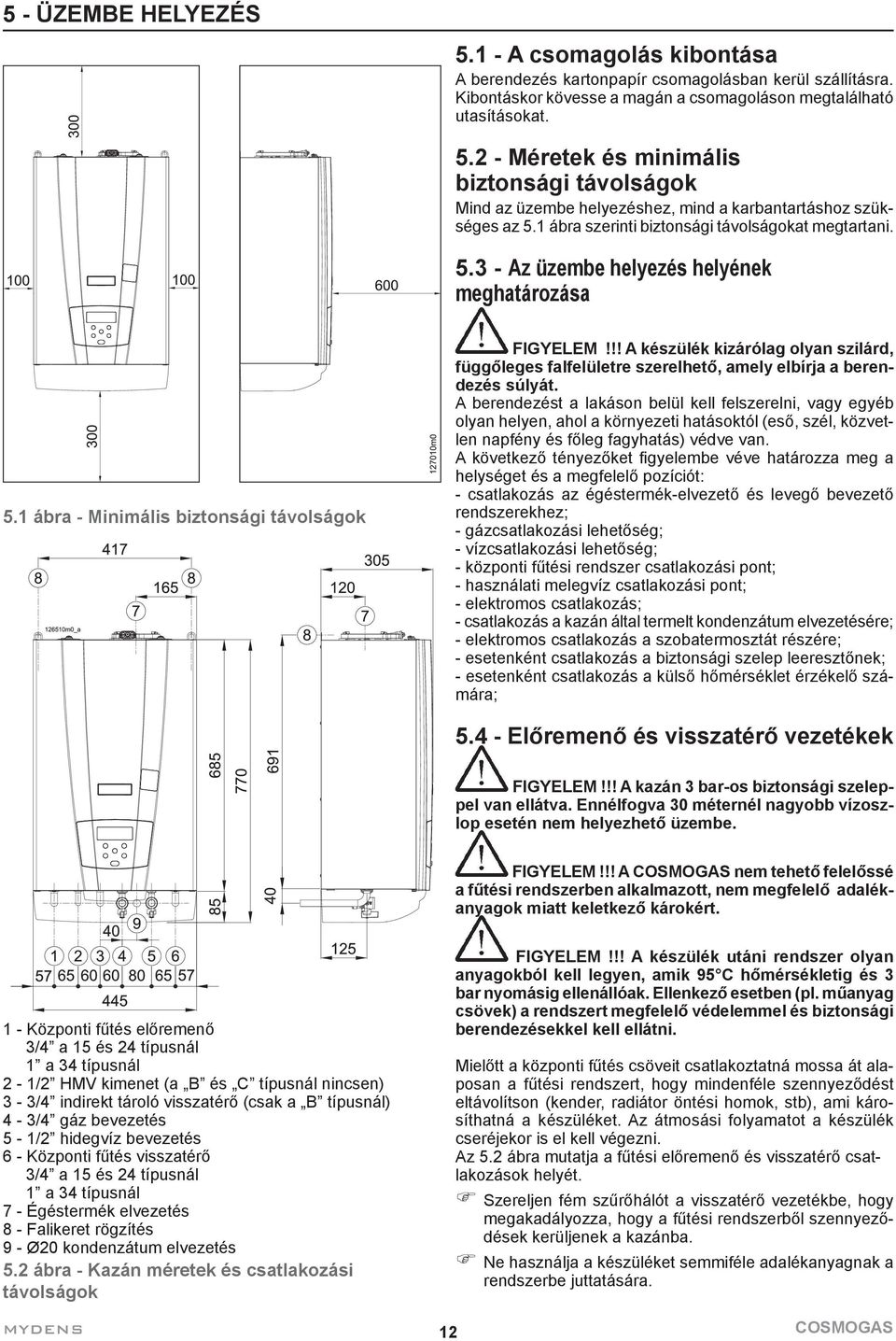 !! A készülék kizárólag olyan szilárd, függőleges falfelületre szerelhető, amely elbírja a berendezés súlyát.