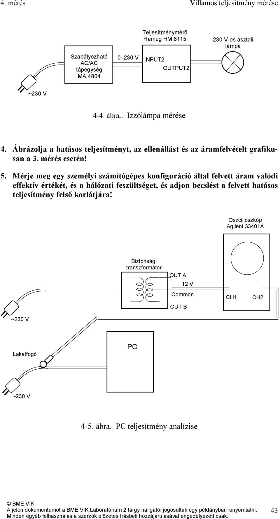 Mérje meg egy személyi számítógépes konfiguráció által felvett áram valódi effektív értékét, és a hálózati feszültséget, és adjon becslést a felvett