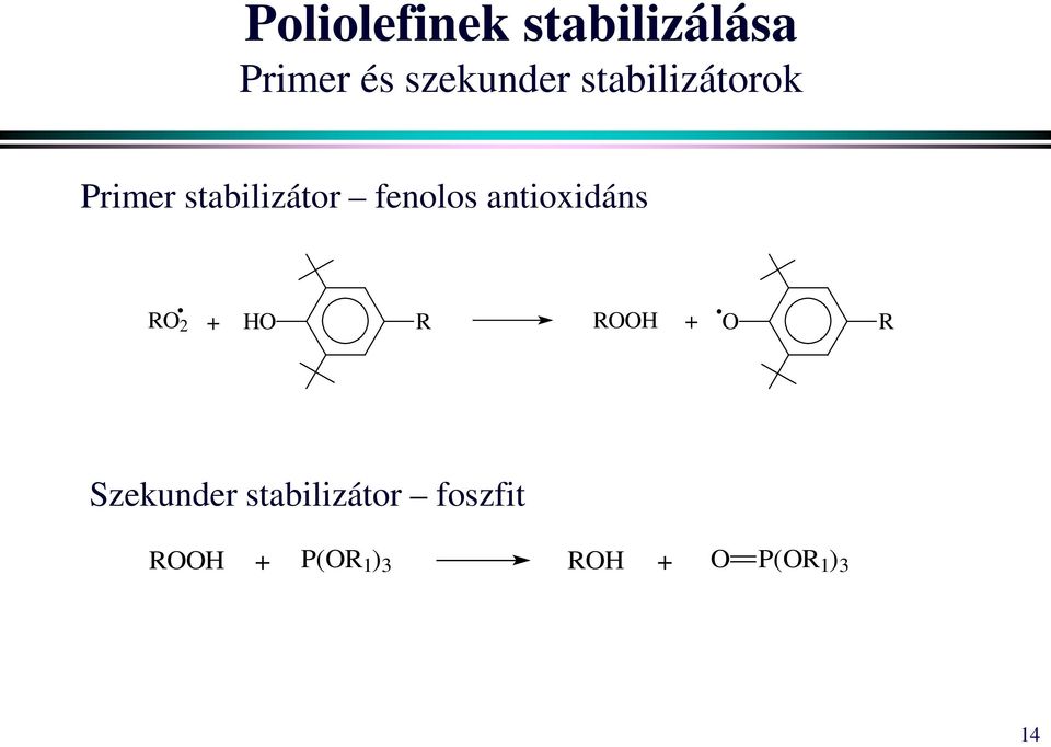 antioxidáns RO 2 + HO R ROOH + O R Szekunder