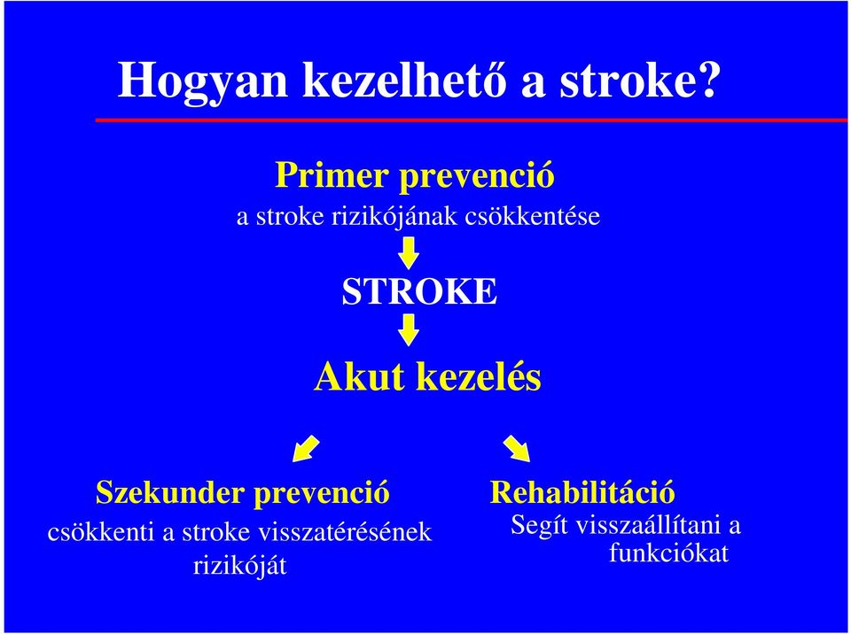 STROKE Akut kezelés Szekunder prevenció csökkenti a