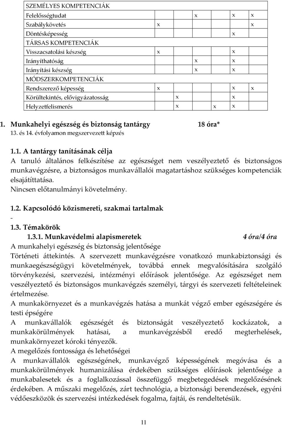 Munkahelyi egészség és biztonság tantárgy 18