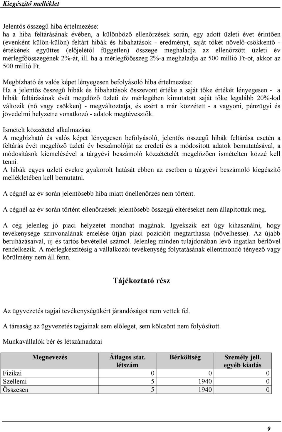 ha a mérlegfőösszeg 2%-a meghaladja az 500 millió Ft-ot, akkor az 500 millió Ft. HAJDÚ RENT KFT.