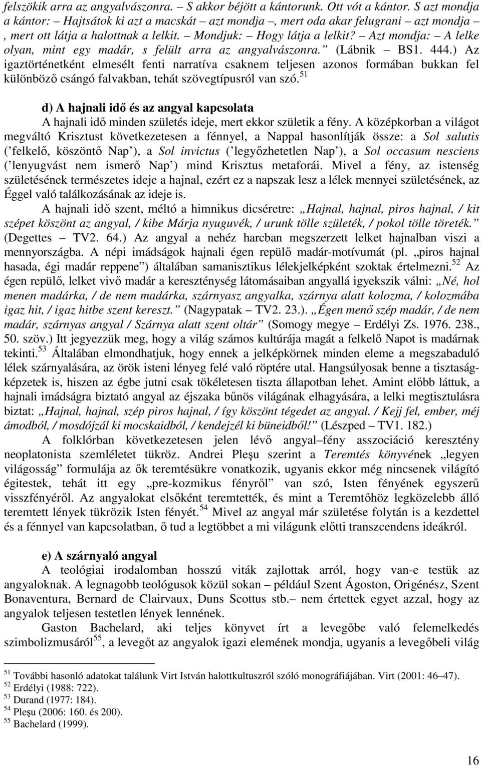 Azt mondja: A lelke olyan, mint egy madár, s felült arra az angyalvászonra. (Lábnik BS1. 444.