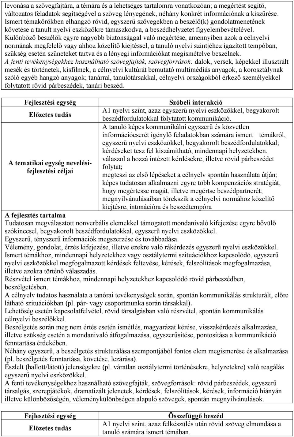 Különböző beszélők egyre nagyobb biztonsággal való megértése, amennyiben azok a célnyelvi normának megfelelő vagy ahhoz közelítő kiejtéssel, a tanuló nyelvi szintjéhez igazított tempóban, szükség