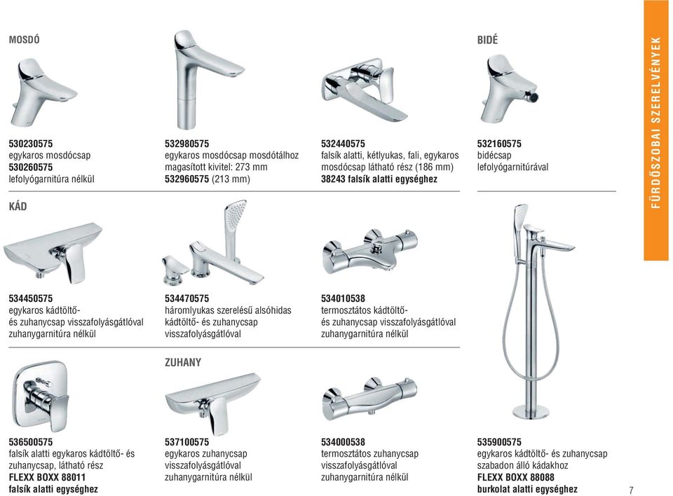 kádtöltô- és zuhanycsap 534010538 termosztátos kádtöltôés zuhanycsap ZUHANY 536500575 falsík alatti egykaros kádtöltô- és zuhanycsap, látható rész FLEXX BOXX 88011 falsík alatti egységhez