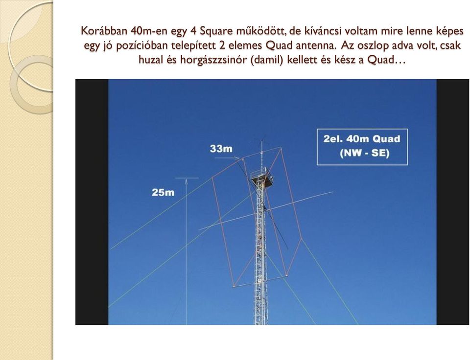 telepített 2 elemes Quad antenna.