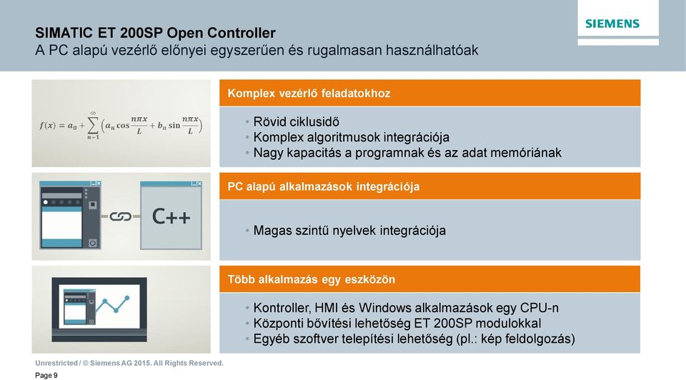 alapú alkalmazások integrációja Magas szint nyelvek integrációja Több alkalmazás egy eszközön Kontroller, HMI és Windows