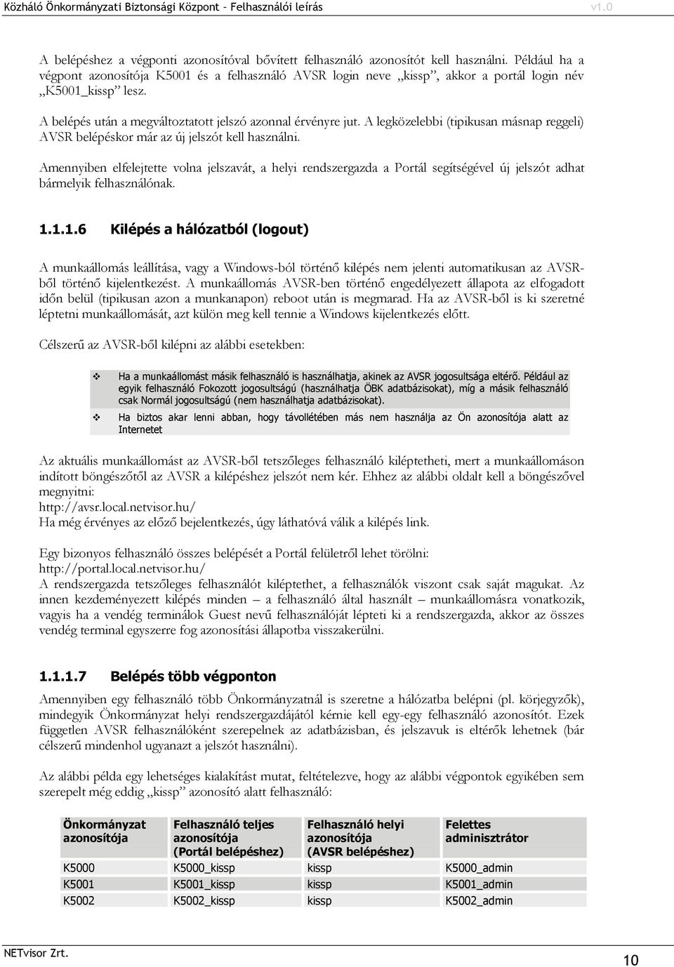 A legközelebbi (tipikusan másnap reggeli) AVSR belépéskor már az új jelszót kell használni.