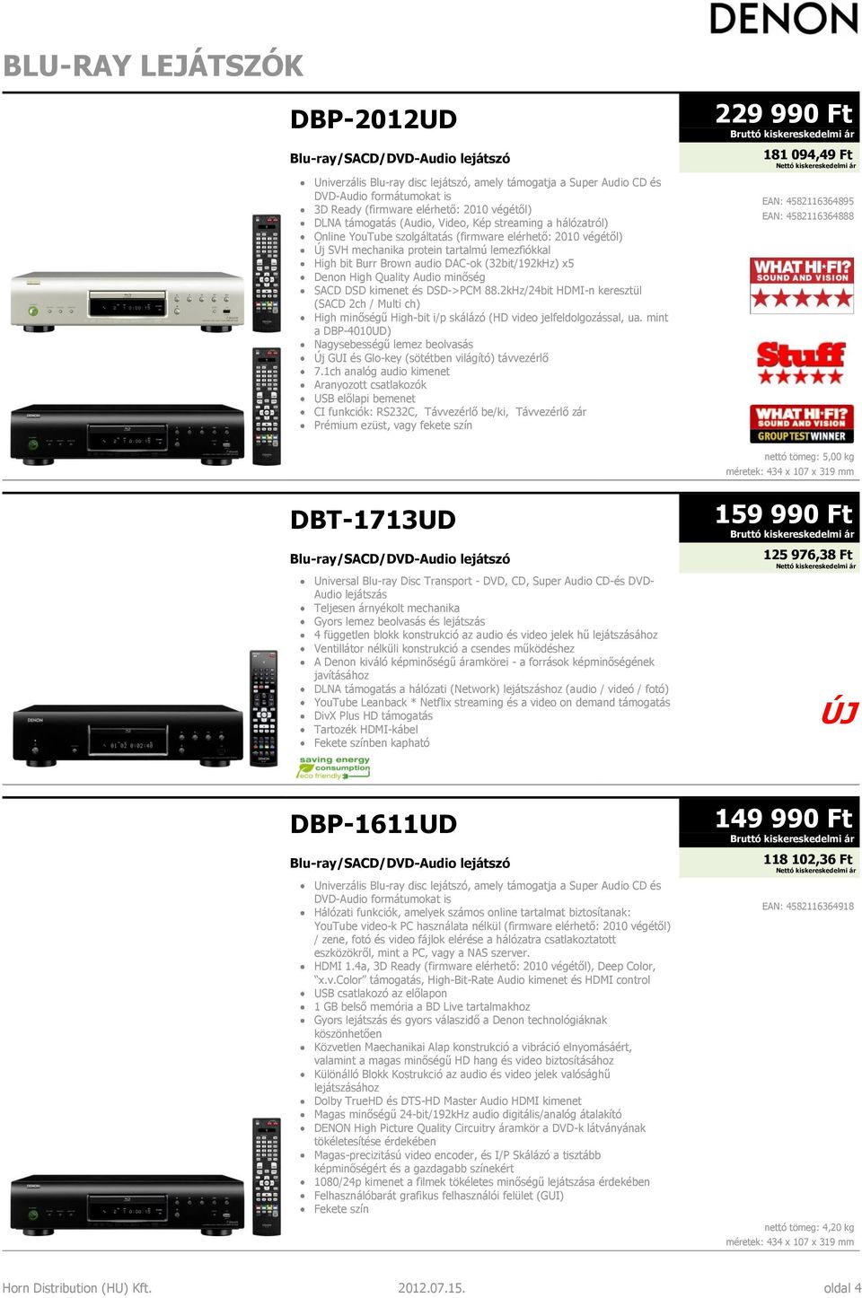 audio DAC-ok (32bit/192kHz) x5 Denon High Quality Audio minőség SACD DSD kimenet és DSD->PCM 88.