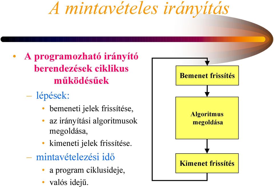 megoldása, kimeneti jelek frissítése.