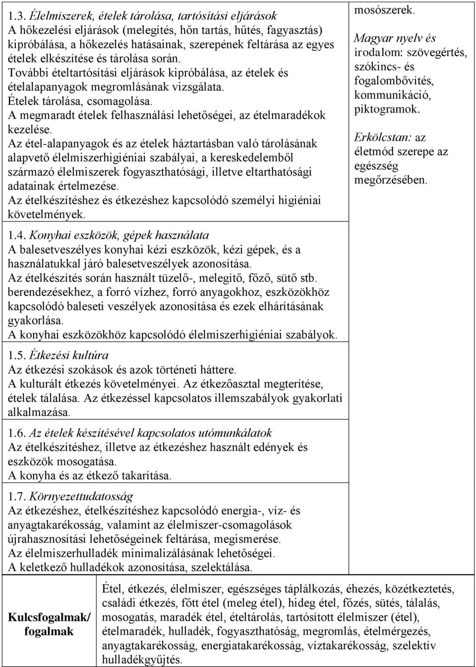 A megmaradt ételek felhasználási lehetőségei, az ételmaradékok kezelése.