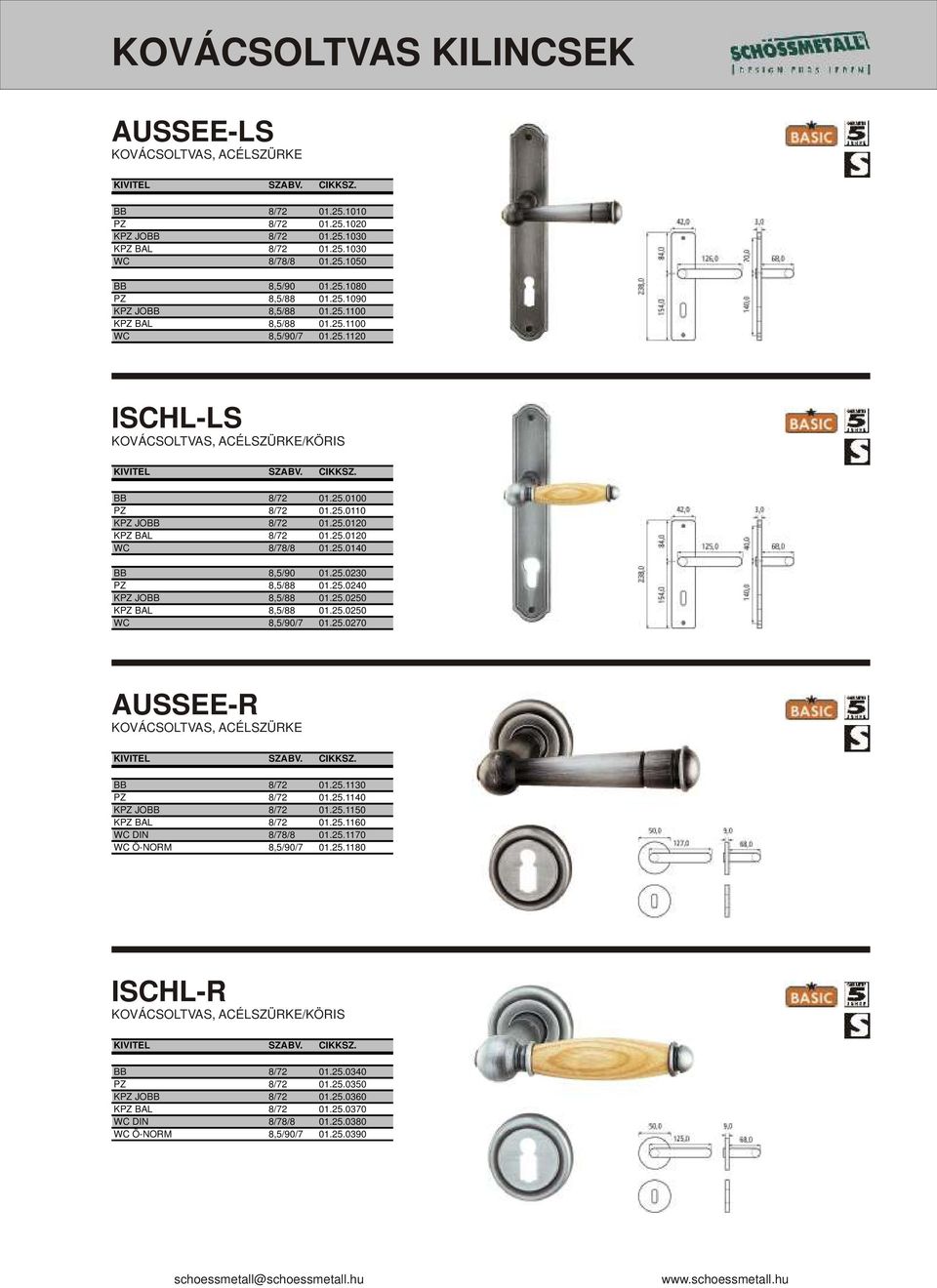 25.0110 KPZ JOBB 8/72 01.25.0120 KPZ BAL 8/72 01.25.0120 WC 8/78/8 01.25.0140 BB 8,5/90 01.25.0230 PZ 8,5/88 01.25.0240 KPZ JOBB 8,5/88 01.25.0250 KPZ BAL 8,5/88 01.25.0250 WC 8,5/90/7 01.25.0270 AUSSEE-R KOVÁCSOLTVAS, ACÉLSZÜRKE KIVITEL SZABV.