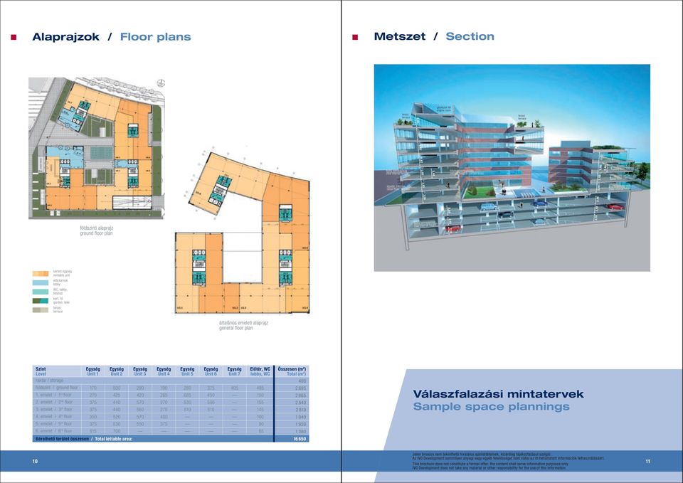 2,82 3,00 2,0 2,0 földszinti alaprajz ground floor plan tiszta belmagasság clear internal height bérleti egység rentable unit elôcsarnok lobby WC, lobby, folyosó kert, tó garden, lake terasz terrace