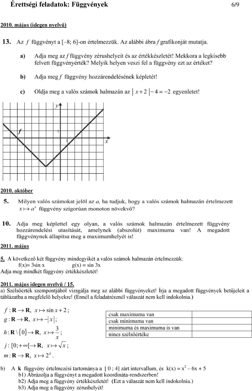 Érettségi feladatok: Függvények 1/9 - PDF Ingyenes letöltés