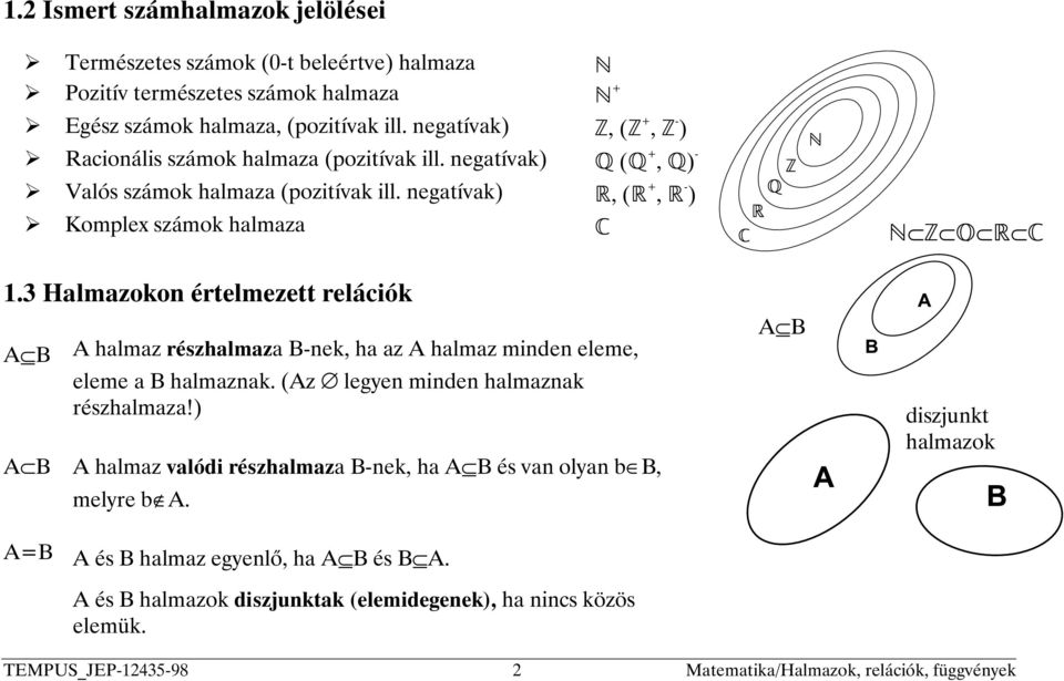 3 Halmazokon értelmezett relációk A B A halmaz részhalmaza B-nek, ha az A halmaz minden eleme, eleme a B halmaznak. (Az legyen minden halmaznak részhalmaza!