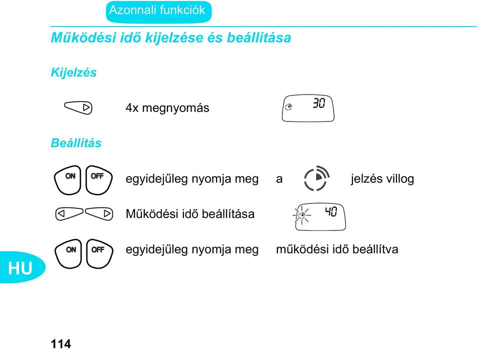 egyidej leg nyomja meg a jelzés villog M ködési