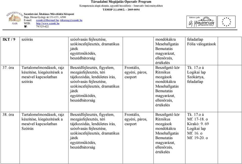 játék feladatlap Fólia válogatások Tk. 17.o á Logikai lap Szókártya, feladatlap 38.