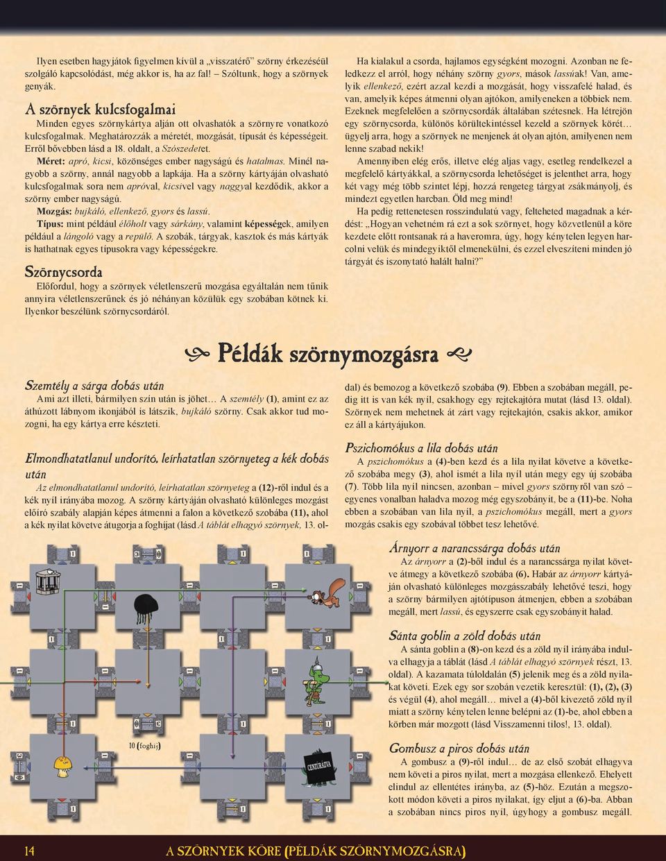 oldalt, a Szószedetet. Méret: apró, kicsi, közönséges ember nagyságú és hatalmas. Minél nagyobb a szörny, annál nagyobb a lapkája.