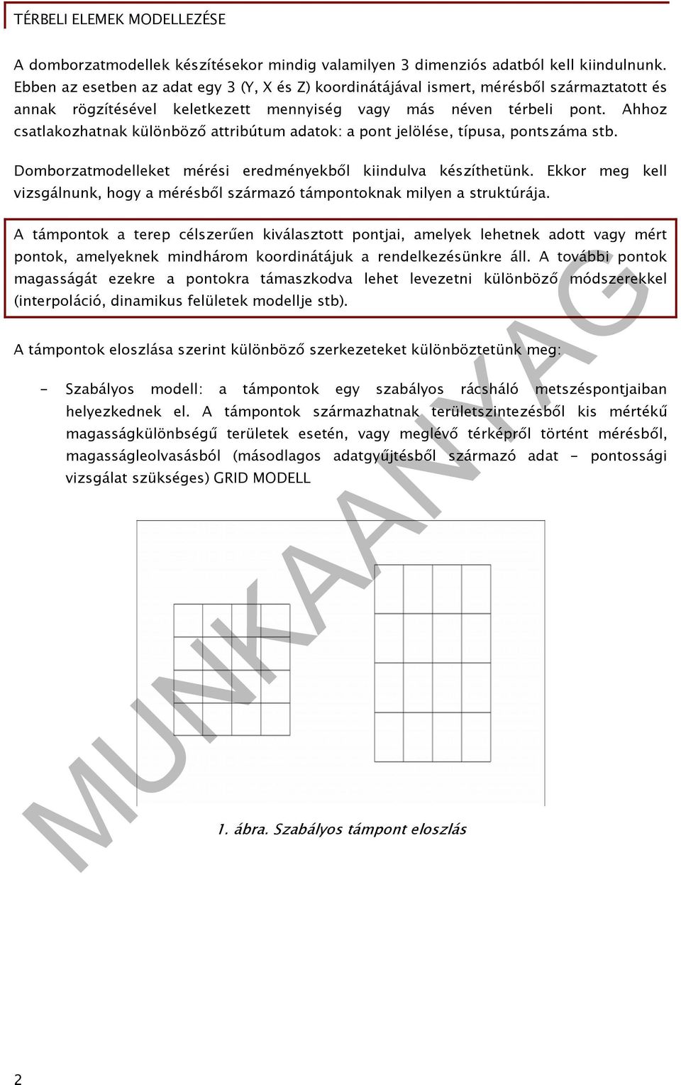 Ahhoz csatlakozhatnak különböző attribútum adatok: a pont jelölése, típusa, pontszáma stb. Domborzatmodelleket mérési eredményekből kiindulva készíthetünk.