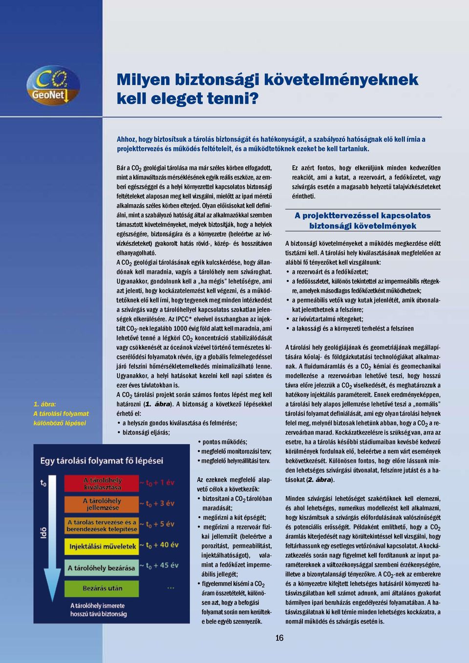 ábra: A tárolási folyamat különböző lépései Bár a CO 2 geológiai tárolása ma már széles körben elfogadott, mint a klímaváltozás mérséklésének egyik reális eszköze, az emberi egészséggel és a helyi