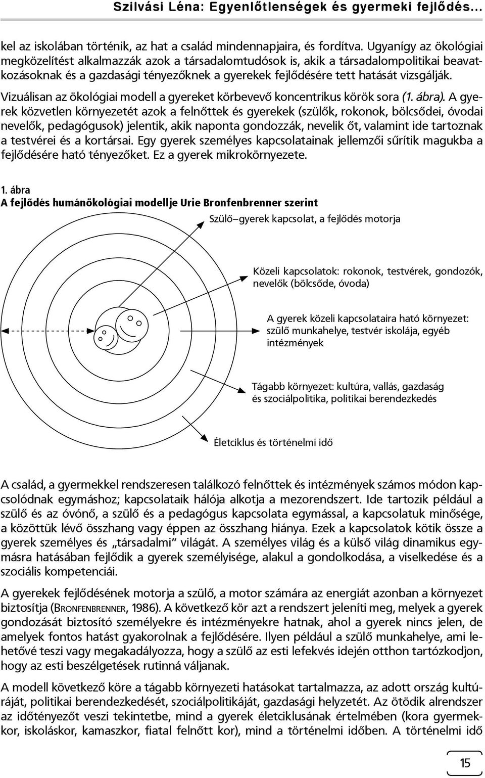 Vizuálisan az ökológiai modell a gyereket körbevevő koncentrikus körök sora (1. ábra).