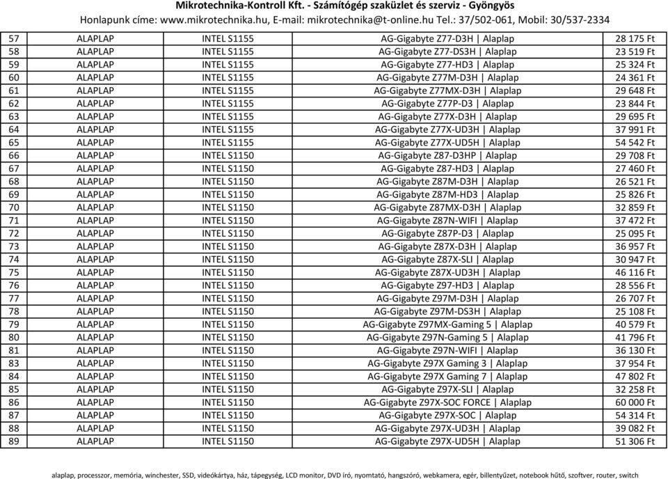 AG-Gigabyte Z77X-D3H Alaplap 29 695 Ft 64 ALAPLAP INTEL S1155 AG-Gigabyte Z77X-UD3H Alaplap 37 991 Ft 65 ALAPLAP INTEL S1155 AG-Gigabyte Z77X-UD5H Alaplap 54 542 Ft 66 ALAPLAP INTEL S1150 AG-Gigabyte