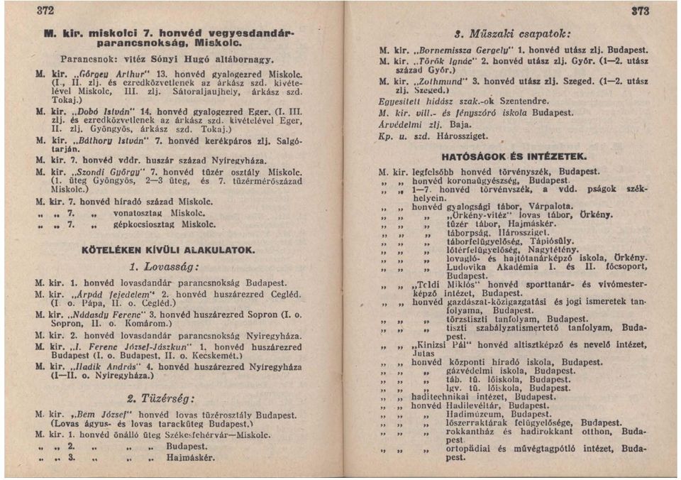 ldvétdévcl Eger, ll. zlj. Gyöngyös, árkász szd. Tokaj.) M. kir. "Bd/hoTu ls/vdn" 7. honvéd kerékpáros z11. Salgótarján. M. kir. 7. honvm vddr. huszár ~zázad NyireIIvhba. M. kir... Szondi György" 7.