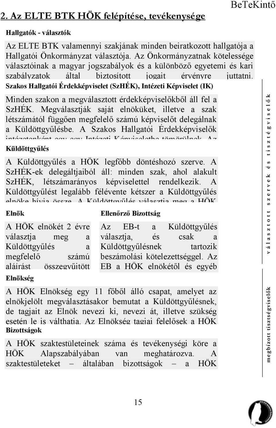 Választópolgárokként Szakos Hallgatói Érdekképviselet az évente (SzHÉK), megrendezett Intézeti Képviselet szakos (IK) hallgatói érdekképviselő Minden szakon választásokon a megválasztott dönthetnek