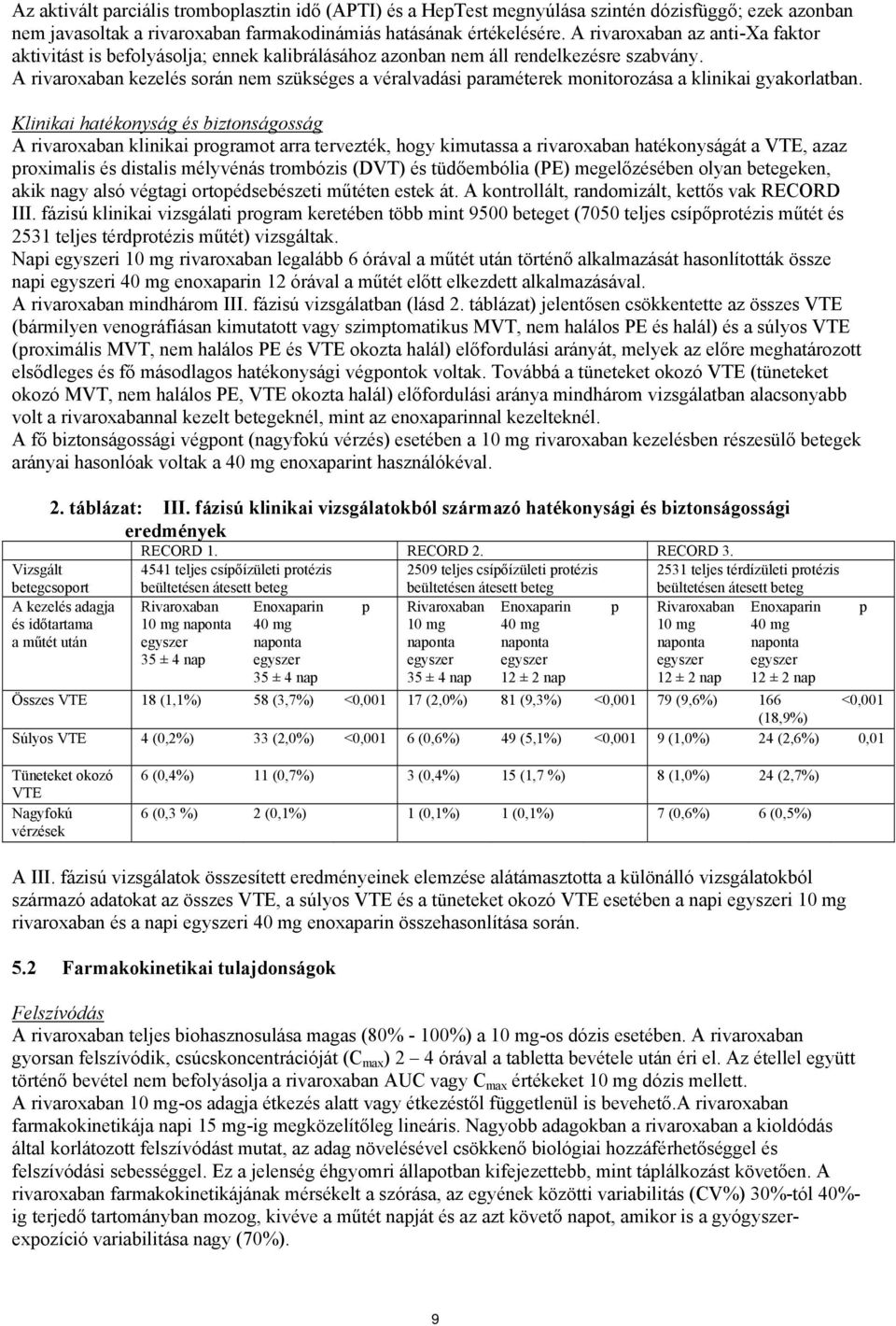 A rivaroxaban kezelés során nem szükséges a véralvadási paraméterek monitorozása a klinikai gyakorlatban.