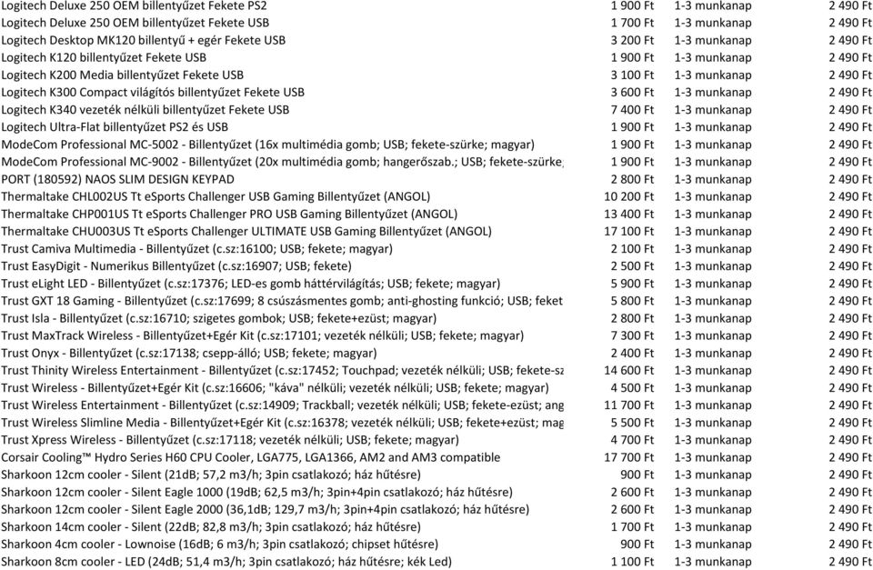Compact világítós billentyűzet Fekete USB 3 600 Ft 1-3 munkanap 2 490 Ft Logitech K340 vezeték nélküli billentyűzet Fekete USB 7 400 Ft 1-3 munkanap 2 490 Ft Logitech Ultra-Flat billentyűzet PS2 és