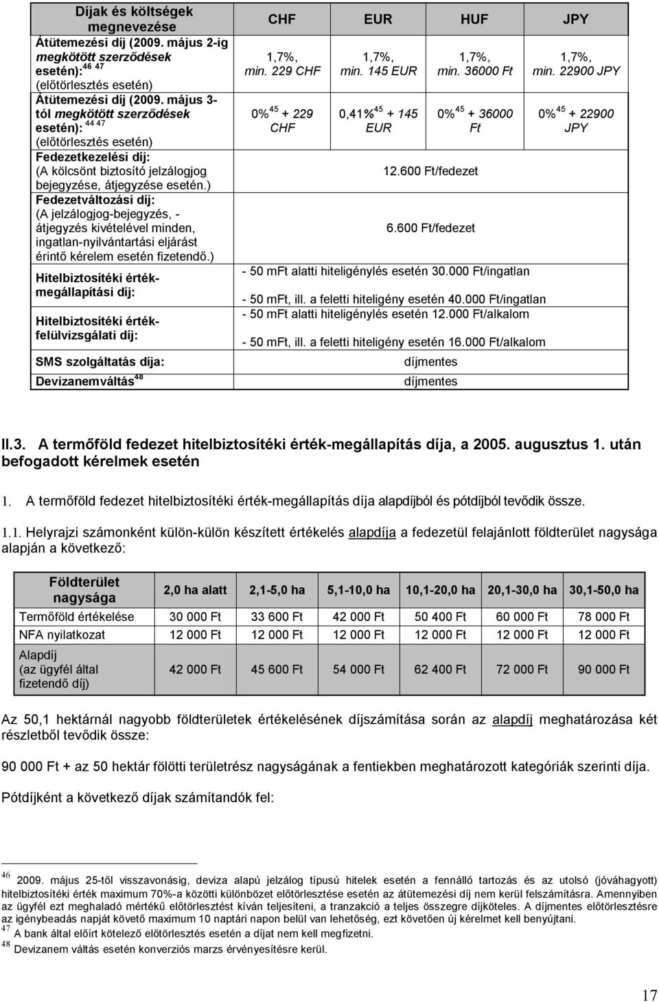 ) Fedezetváltozási díj: (A jelzálogjogbejegyzés, átjegyzés kivételével minden, ingatlannyilvántartási eljárást érintő kérelem fizetendő.