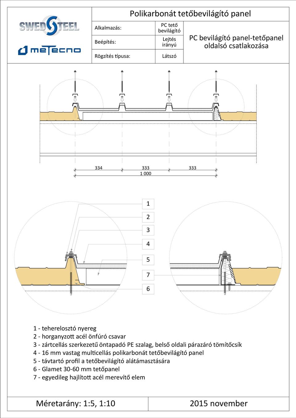 belső oldali párazáró tömítőcsík - mm vastag mul cellás polikarbonát tetőbevilágító panel - távtartó profil a