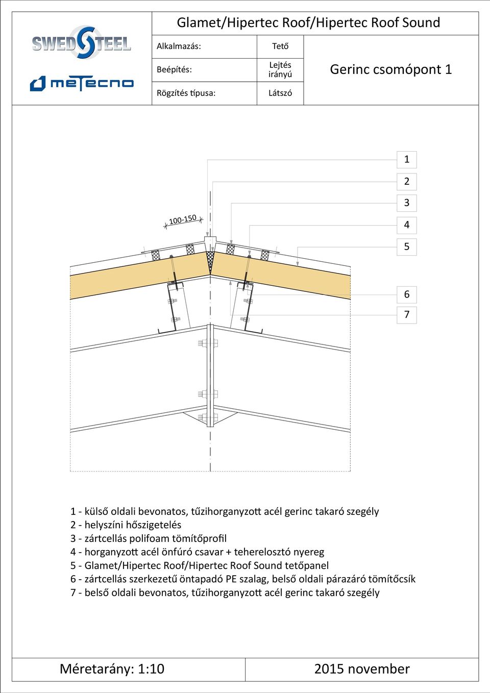 önfúró csavar + teherelosztó nyereg - Glamet/Hipertec Roof/Hipertec Roof Sound tetőpanel - zártcellás szerkezetű