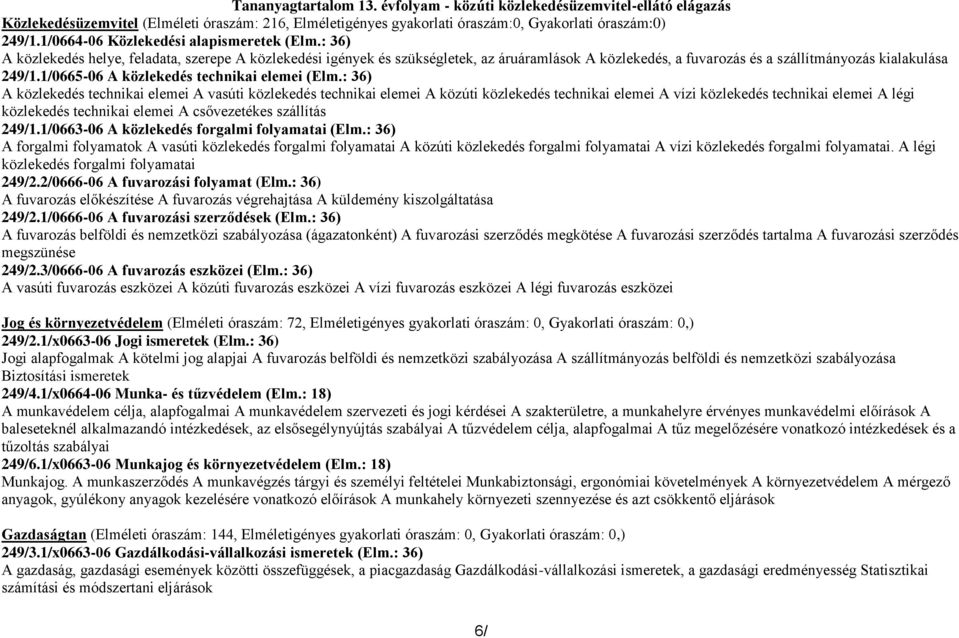 : 36) A közlekedés helye, feladata, szerepe A közlekedési igények és szükségletek, az áruáramlások A közlekedés, a fuvarozás és a szállítmányozás kialakulása 249/1.