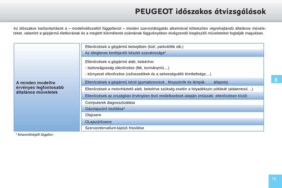 ) Az ideiglenes kerékjavító készlet szavatossága* A minden modellre érvényes legfontosabb általános műveletek * felszereltségtől függően.