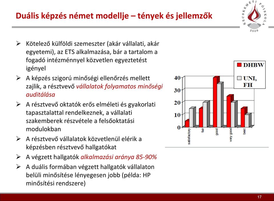 és gyakorlati tapasztalattal rendelkeznek, a vállalati szakemberek részvétele a felsőoktatási modulokban A résztvevő vállalatok közvetlenül elérik a képzésben résztvevő