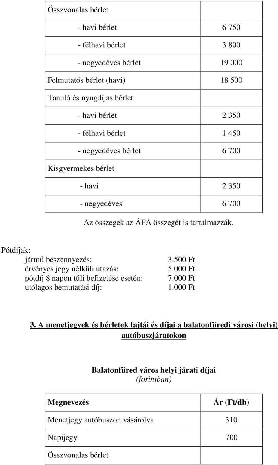 Pótdíjak: jármű beszennyezés: érvényes jegy nélküli utazás: pótdíj 8 napon túli befizetése esetén: utólagos bemutatási díj: 3.500 Ft 5.000 Ft 7.000 Ft 1.000 Ft 3.