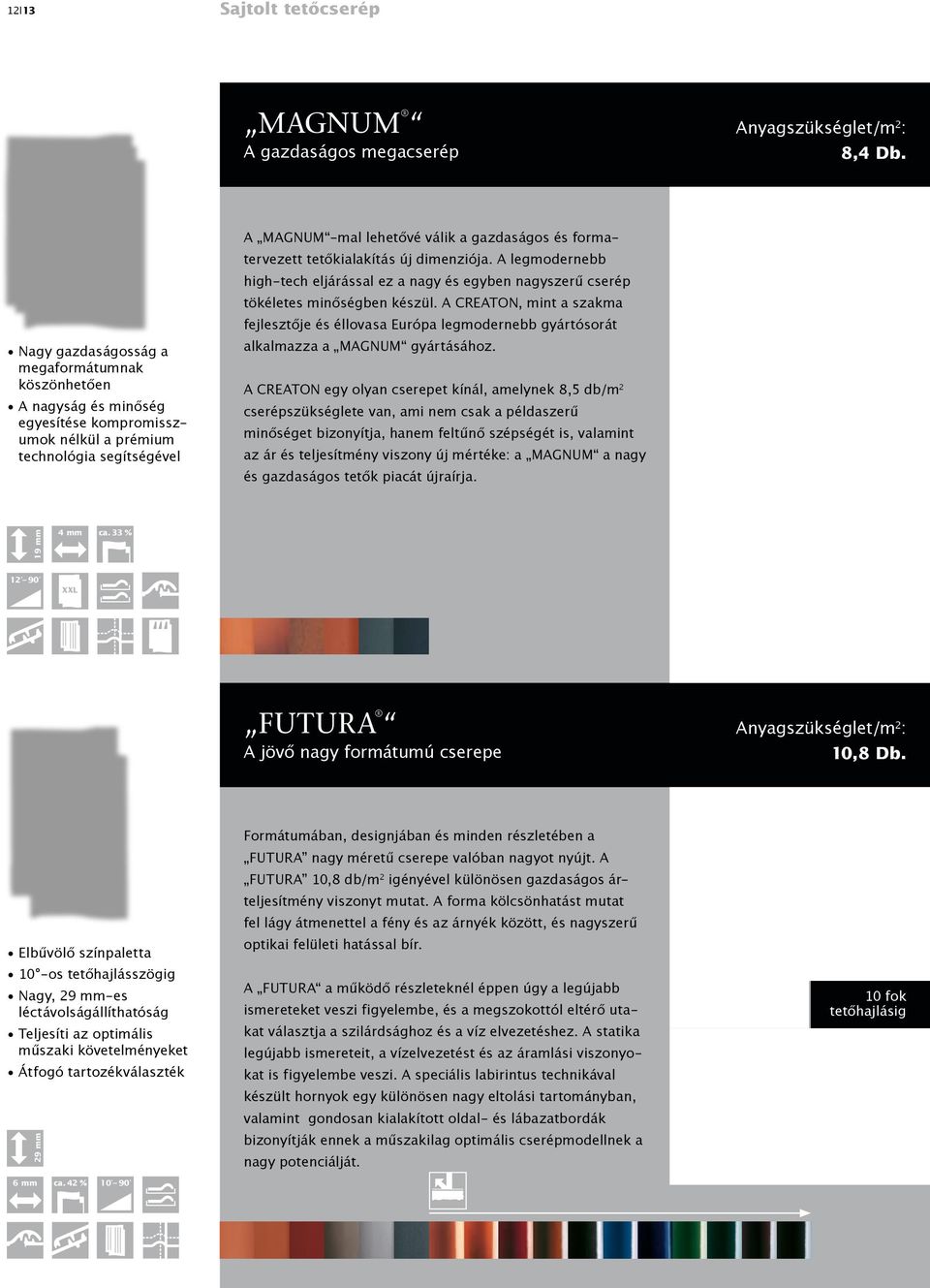 tetőkialakítás új dimenziója. A legmodernebb high-tech eljárással ez a nagy és egyben nagyszerű cserép tökéletes minőségben készül.