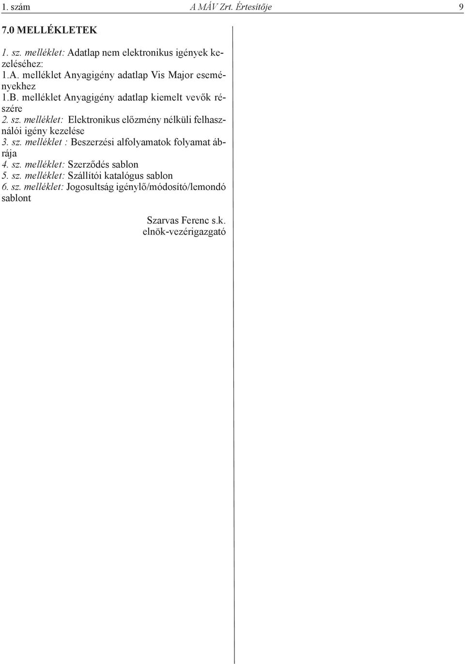 sz. melléklet: Szerződés sablon 5. sz. melléklet: Szállítói katalógus sablon 6. sz. melléklet: Jogosultság igénylő/módosító/lemondó sablont Szarvas Ferenc s.