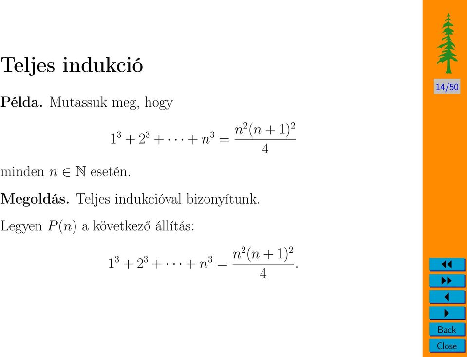 (n + 1) 2 4 minden n N esetén. Megoldás.