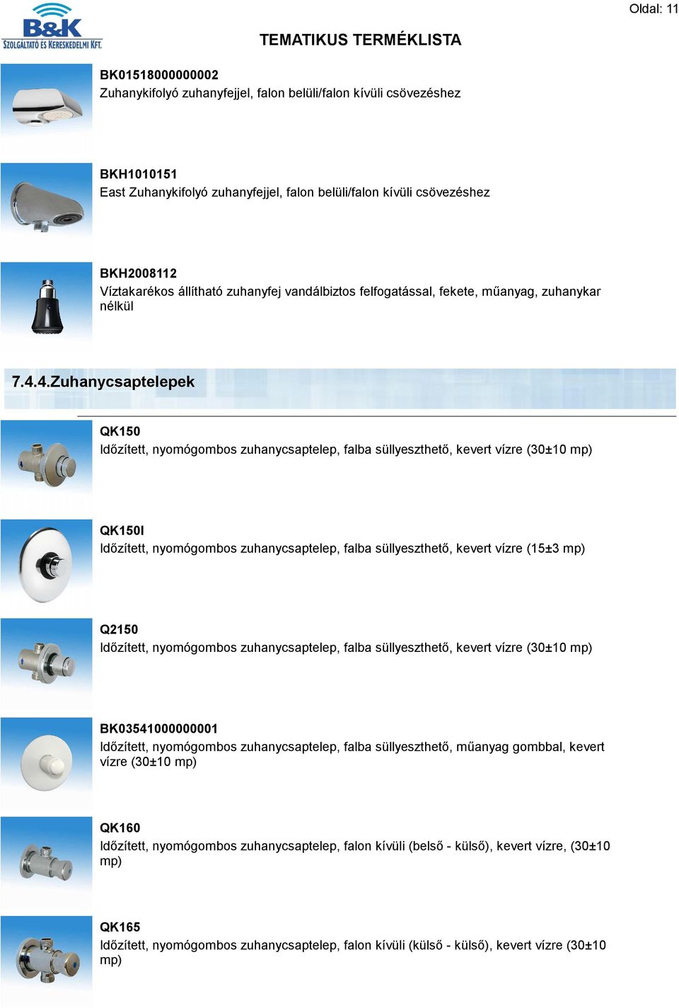 4.Zuhanycsaptelepek QK150 Időzített, nyomógombos zuhanycsaptelep, falba süllyeszthető, kevert vízre (30±10 mp) QK150I Időzített, nyomógombos zuhanycsaptelep, falba süllyeszthető, kevert vízre (15±3