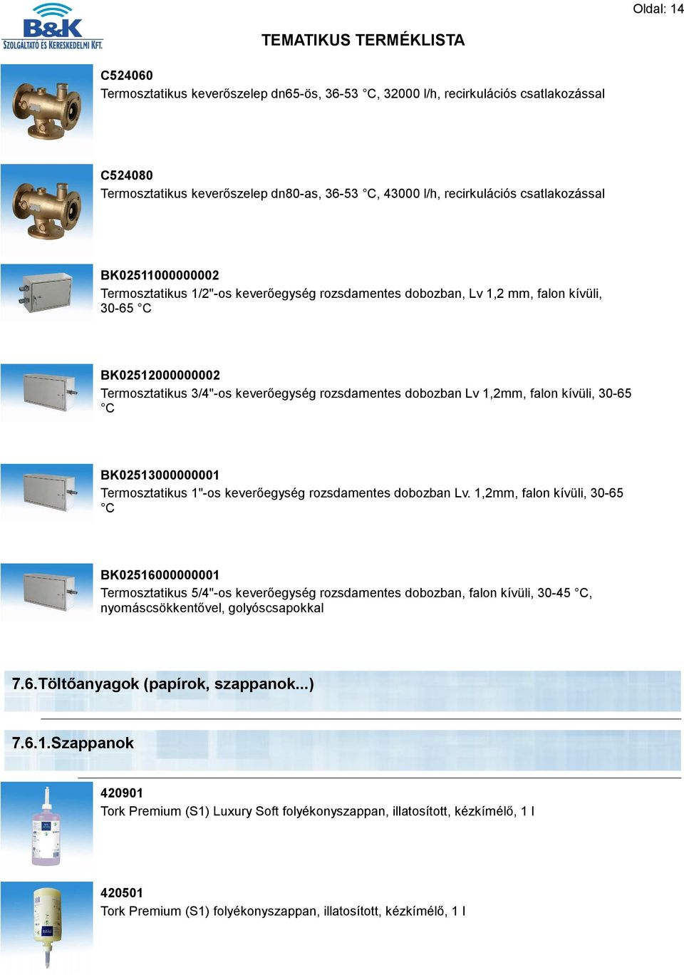 kívüli, 30-65 C BK02513000000001 Termosztatikus 1"-os keverőegység rozsdamentes dobozban Lv.