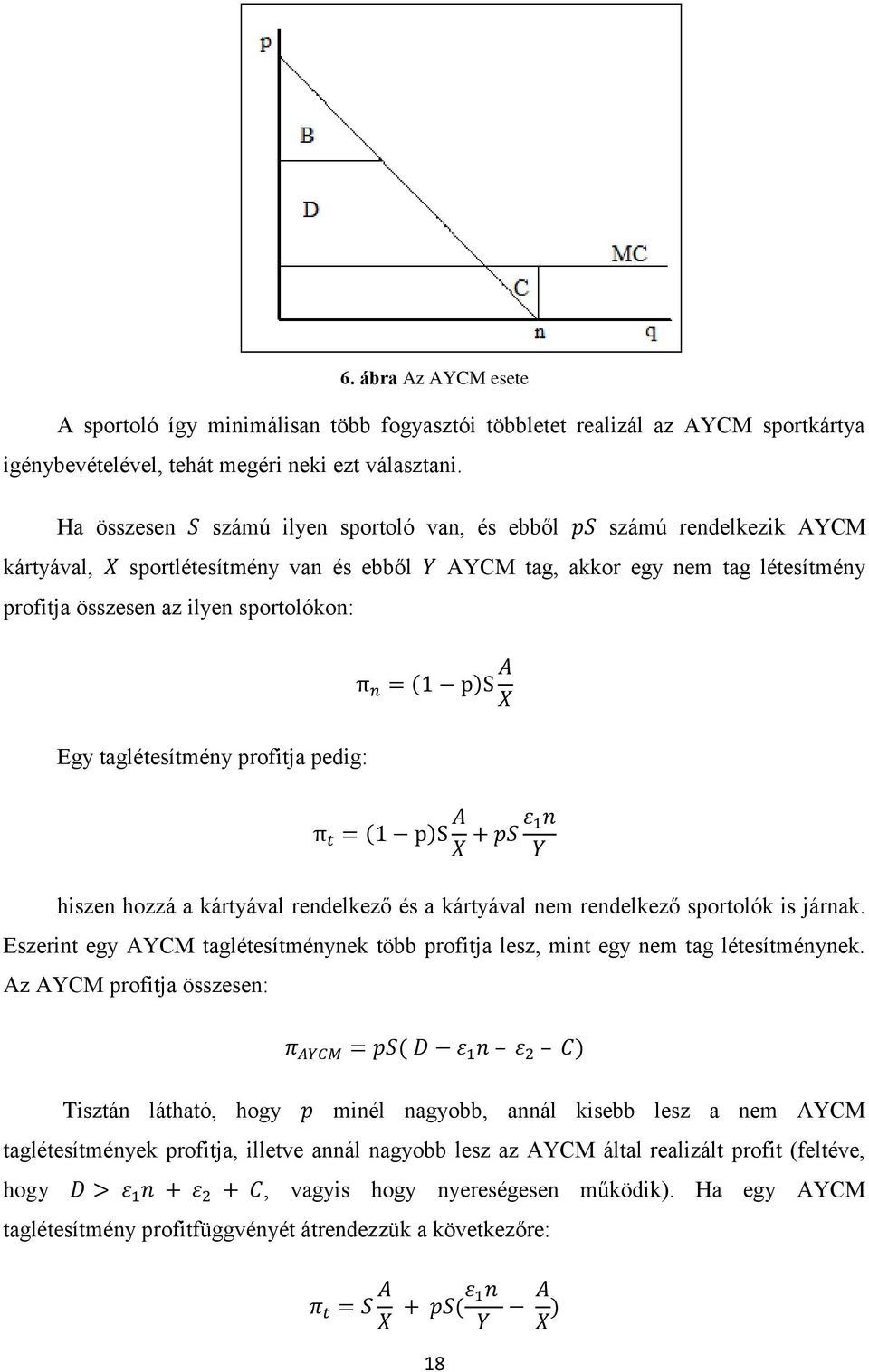 π n = (1 p)s A X Egy taglétesítmény profitja pedig: π t = (1 p)s A X + ps ε 1n Y hiszen hozzá a kártyával rendelkező és a kártyával nem rendelkező sportolók is járnak.