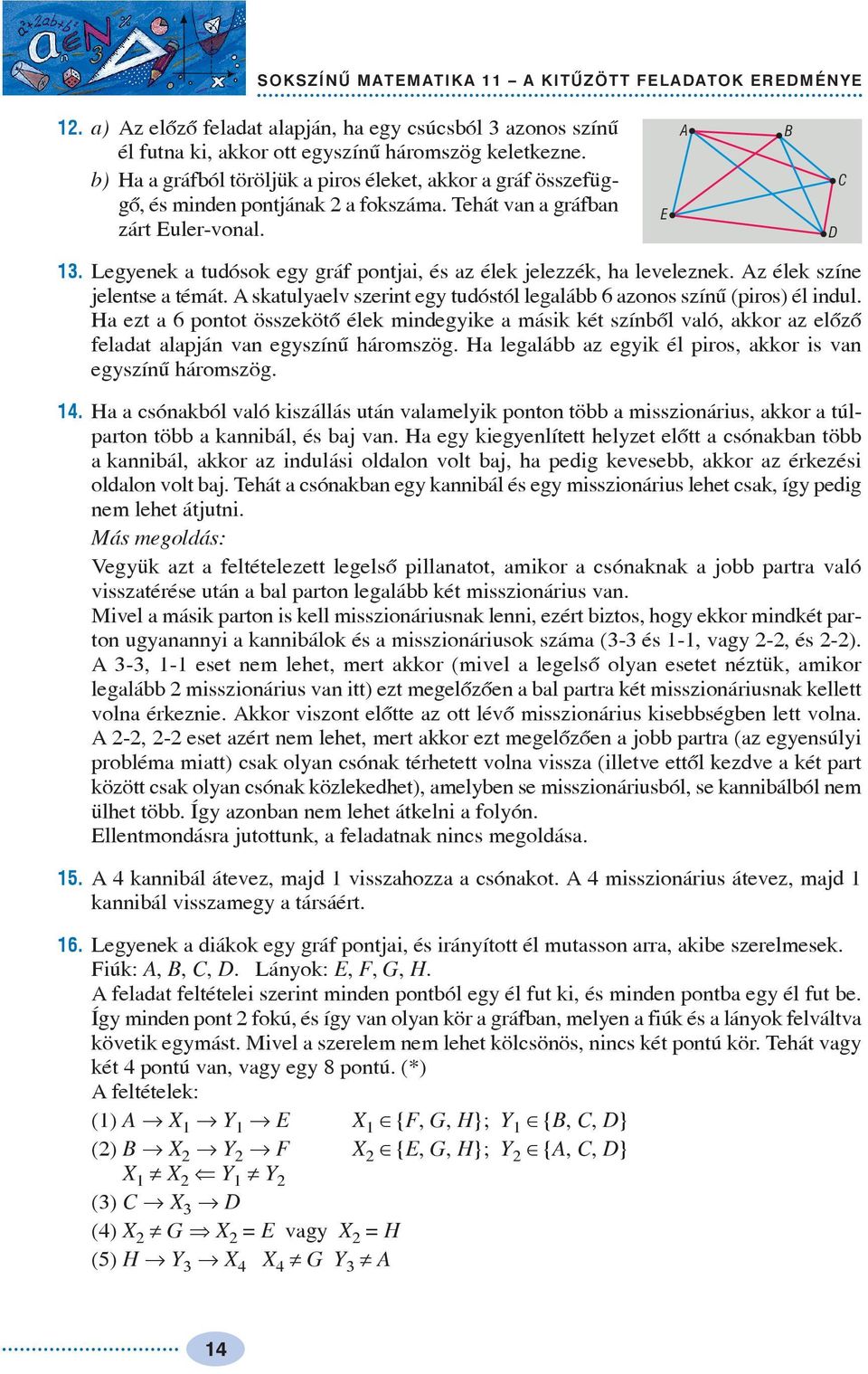 Legenek a tudósok eg gráf ontjai, és az élek jelezzék, ha leveleznek. Az élek színe jelentse a témát. A skatulaelv szerint eg tudóstól legalább azonos színû (iros) él indul.