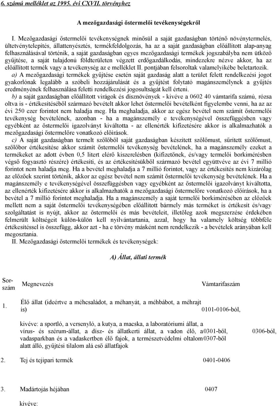 felhasználásával történik, a saját gazdaságban egyes mezőgazdasági termékek jogszabályba nem ütköző gyűjtése, a saját tulajdonú földterületen végzett erdőgazdálkodás, mindezekre nézve akkor, ha az