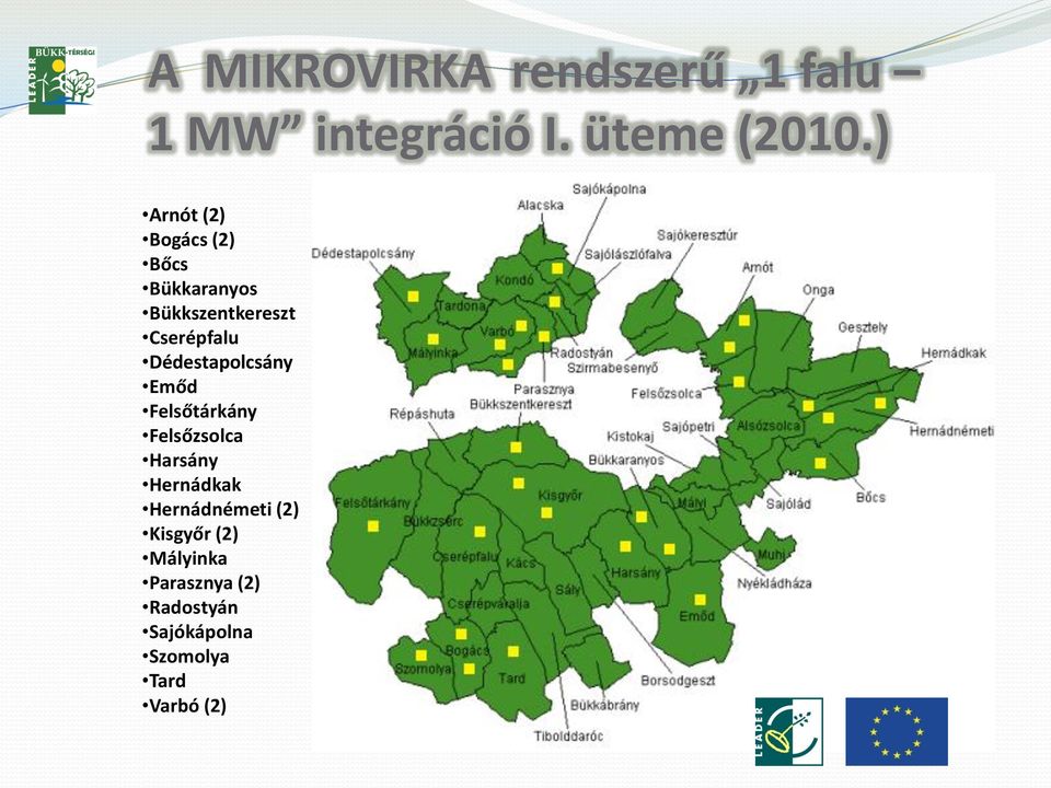 Dédestapolcsány Emőd Felsőtárkány Felsőzsolca Harsány Hernádkak