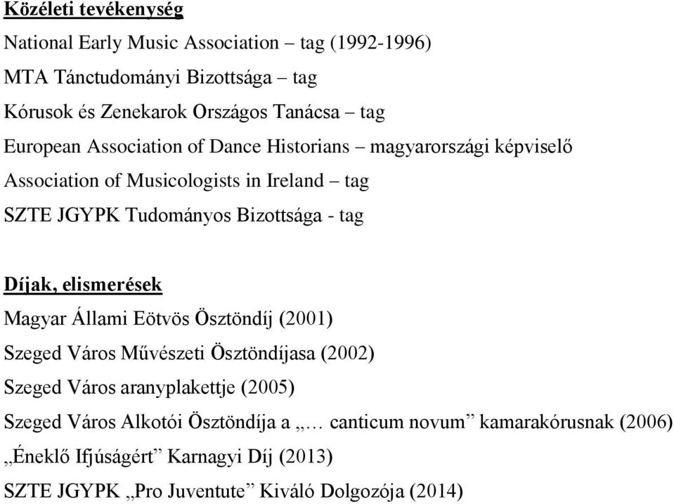 Bizottsága - tag Díjak, elismerések Magyar Állami Eötvös Ösztöndíj (2001) Város Művészeti Ösztöndíjasa (2002) Város aranyplakettje (2005)