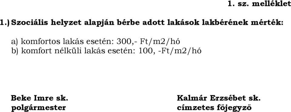 mérték: a) komfortos lakás esetén: 300,- Ft/m2/hó b)