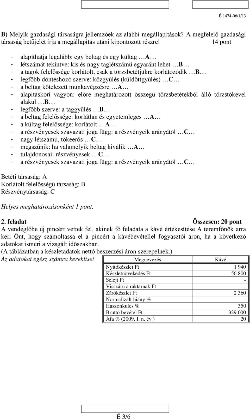 legfőbb döntéshozó szerve: közgyűlés (küldöttgyűlés) C - a beltag kötelezett munkavégzésre A - alapításkori vagyon: előre meghatározott összegű törzsbetétekből álló törzstőkével alakul B - legfőbb