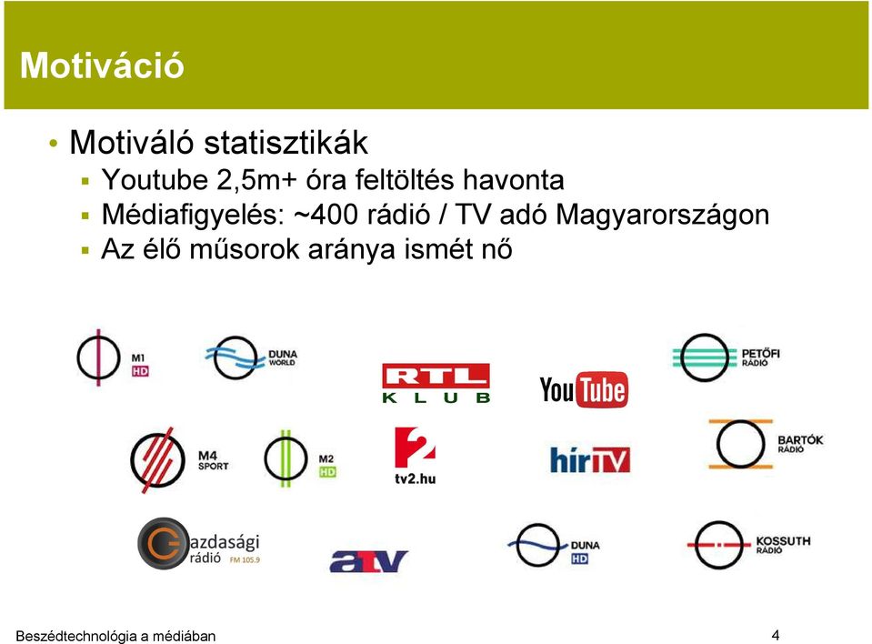 Médiafigyelés: ~400 rádió / TV adó